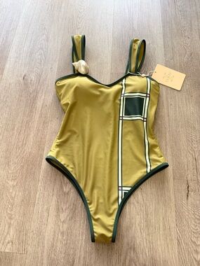 sancia the luana green seashell detail one piece bikini swimwear size small NEW